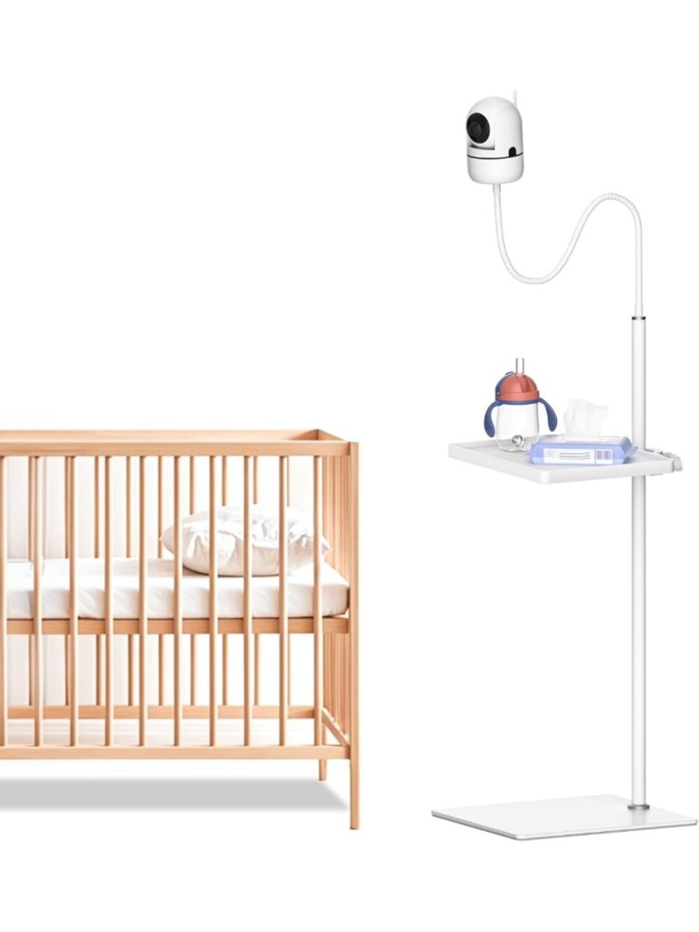 Height Adjustable Baby Monitor Stand with Storage Tray for Infant & Toddler Care